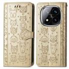 For Xiaomi Redmi Note 14 Pro+ 5G Cat and Dog Embossed Leather Phone Case(Gold) - 2