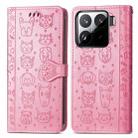 For Xiaomi 15 Cat and Dog Embossed Leather Phone Case(Pink) - 2