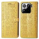 For Xiaomi 15 Cat and Dog Embossed Leather Phone Case(Yellow) - 2