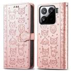 For Xiaomi 15 Pro Cat and Dog Embossed Leather Phone Case(Rose Gold) - 2