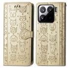 For Xiaomi 15 Pro Cat and Dog Embossed Leather Phone Case(Gold) - 2
