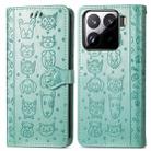 For Xiaomi 15 Pro Cat and Dog Embossed Leather Phone Case(Green) - 2