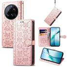 For Xiaomi 15 Ultra Cat and Dog Embossed Leather Phone Case(Rose Gold) - 1