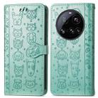 For Xiaomi 15 Ultra Cat and Dog Embossed Leather Phone Case(Green) - 2
