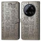 For Xiaomi 15 Ultra Cat and Dog Embossed Leather Phone Case(Gray) - 2