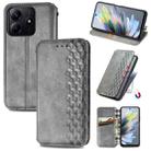 For Xiaomi Redmi Note 14 5G Cubic Grid Pressed Magnetic Leather Phone Case(Gray) - 1