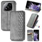 For Xiaomi Redmi Note 14 Pro+ 5G Cubic Grid Pressed Magnetic Leather Phone Case(Gray) - 1