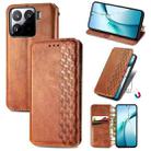 For Xiaomi 15 Cubic Grid Pressed Magnetic Leather Phone Case(Brown) - 1