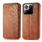For Xiaomi 15 Cubic Grid Pressed Magnetic Leather Phone Case(Brown) - 2