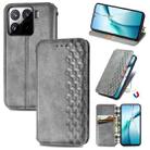 For Xiaomi 15 Cubic Grid Pressed Magnetic Leather Phone Case(Gray) - 1