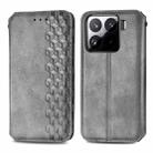 For Xiaomi 15 Cubic Grid Pressed Magnetic Leather Phone Case(Gray) - 2