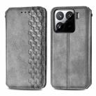 For Xiaomi 15 Pro Cubic Grid Pressed Magnetic Leather Phone Case(Gray) - 2