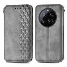 For Xiaomi 15 Ultra Cubic Grid Pressed Magnetic Leather Phone Case(Gray) - 2