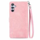 For Samsung Galaxy A36 5G Embossed Flower Zipper Leather Phone Case(Pink) - 3