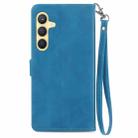 For Samsung Galaxy S25 5G Embossed Flower Zipper Leather Phone Case(Blue) - 3