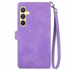 For Samsung Galaxy S25 5G Embossed Flower Zipper Leather Phone Case(Purple) - 3