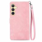 For Samsung Galaxy S25+ 5G Embossed Flower Zipper Leather Phone Case(Pink) - 3