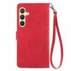 For Samsung Galaxy S25+ 5G Embossed Flower Zipper Leather Phone Case(Red) - 3
