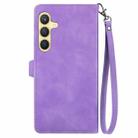 For Samsung Galaxy S25+ 5G Embossed Flower Zipper Leather Phone Case(Purple) - 3
