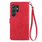 For Samsung Galaxy S25 Ultra 5G Embossed Flower Zipper Leather Phone Case(Red) - 3