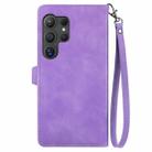 For Samsung Galaxy S25 Ultra 5G Embossed Flower Zipper Leather Phone Case(Purple) - 3