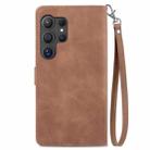 For Samsung Galaxy S25 Ultra 5G Embossed Flower Zipper Leather Phone Case(Brown) - 3