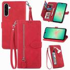 For Samsung Galaxy A26 5G Embossed Flower Zipper Leather Phone Case(Red) - 1