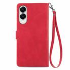 For Samsung Galaxy S25 Edge 5G Embossed Flower Zipper Leather Phone Case(Red) - 3