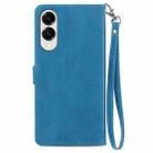 For Samsung Galaxy S25 Edge 5G Embossed Flower Zipper Leather Phone Case(Blue) - 3
