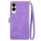 For Samsung Galaxy S25 Edge 5G Embossed Flower Zipper Leather Phone Case(Purple) - 3