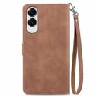 For Samsung Galaxy S25 Edge 5G Embossed Flower Zipper Leather Phone Case(Brown) - 3