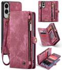 For Samsung Galaxy S25 Edge 5G CaseMe 008 Detachable Multifunctional Leather Phone Case(Wine Red) - 1