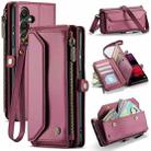 For Samsung Galaxy A16 5G CaseMe C36 Card Slots Zipper Wallet RFID Anti-theft Leather Phone Case(Red) - 1