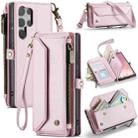 For Samsung Galaxy S25 Ultra 5G CaseMe C36 Card Slots Zipper Wallet RFID Anti-theft Leather Phone Case(Pink) - 1