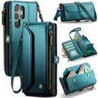 For Samsung Galaxy S25 Ultra 5G CaseMe C36 Card Slots Zipper Wallet RFID Anti-theft Leather Phone Case(Blue) - 1