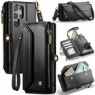 For Samsung Galaxy S25 Ultra 5G CaseMe C36 Card Slots Zipper Wallet RFID Anti-theft Leather Phone Case(Black) - 1