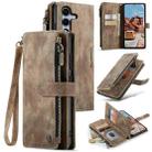 For Samsung Galaxy S25 5G CaseMe C30 Card Slots Zipper Wallet Leather Phone Case(Brown) - 1