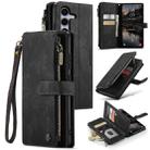 For Samsung Galaxy S25 5G CaseMe C30 Card Slots Zipper Wallet Leather Phone Case(Black) - 1