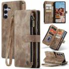 For Samsung Galaxy S25+ 5G CaseMe C30 Card Slots Zipper Wallet Leather Phone Case(Brown) - 1