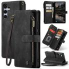 For Samsung Galaxy S25+ 5G CaseMe C30 Card Slots Zipper Wallet Leather Phone Case(Black) - 1