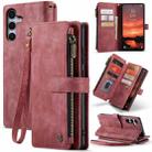 For Samsung Galaxy S25+ 5G CaseMe C30 Card Slots Zipper Wallet Leather Phone Case(Red) - 1