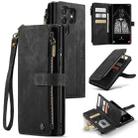 For Samsung Galaxy S25 Ultra 5G CaseMe C30 Card Slots Zipper Wallet Leather Phone Case(Black) - 1