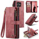 For Samsung Galaxy S25 Ultra 5G CaseMe C30 Card Slots Zipper Wallet Leather Phone Case(Red) - 1