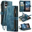 For Samsung Galaxy S25 Edge 5G CaseMe C30 Card Slots Zipper Wallet Leather Phone Case(Blue) - 1