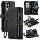 For Samsung Galaxy S25 Edge 5G CaseMe C30 Card Slots Zipper Wallet Leather Phone Case(Black) - 1