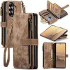For Samsung Galaxy Z Fold7 CaseMe C30 Card Slots Zipper Wallet Leather Phone Case(Brown) - 1