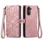 For vivo Y37 Geometric Zipper Wallet Side Buckle Leather Phone Case(Pink) - 2