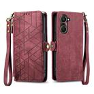 For vivo Y37 Geometric Zipper Wallet Side Buckle Leather Phone Case(Red) - 2