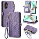 For vivo Y37 Geometric Zipper Wallet Side Buckle Leather Phone Case(Purple) - 1