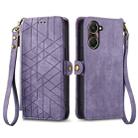 For vivo Y37 Geometric Zipper Wallet Side Buckle Leather Phone Case(Purple) - 2